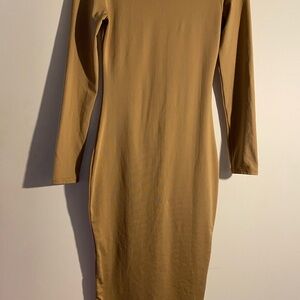 Elegant Tan Long Sleeve Dress